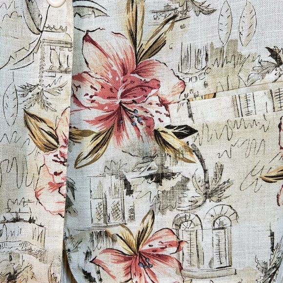 Vintage 90’s Floral Print Neutral Flax Blend Women's Blazer Size Large - Picture 7 of 13